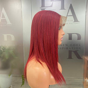 Precio al por Mayor, Cabello Humano Vietnamita 100% Virgen, Peluca de Encaje, Liso, Color Rojo, Extensiones de Cabello Super Double Drawn - Product Image 1