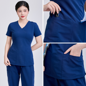 Combinaison de travail en toile de coton/PE/Spandex de qualité supérieure, confortable et pratique pour salon de beauté, dernier design, pour hôpital, faible MOQ, échantillon gratuit - Product Image 6