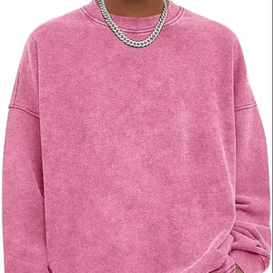 Sudadera de Cuello Redondo para Hombre, Lavado Ácido, 100% Algodón, Transpirable, Anti-Pilling, Anti-Arrugas, Secado Rápido, Duradera - Product Image 1