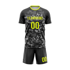 ชุดเสื้อฟุตบอลสีดำเหลืองล้วน โพลีเอสเตอร์ 100% ปักชื่อทีมได้ แขนสั้น ไซส์ใหญ่พิเศษสำหรับผู้ชาย ป้องกันรังสียูวี แห้งเร็ว สำหรับออกกำลังกาย - Product Image 2