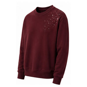 Sweat-shirt surdimensionné en coton tricoté de qualité supérieure avec strass, col rond, motif diamant, style streetwear, logo personnalisé, pull pour homme - Product Image 5