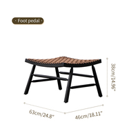 Grosir kursi Boho Retro buatan tangan kayu Solid, tali Sitar aksen kursi santai tanpa sandaran lengan untuk ruang tamu furnitur ruang tamu