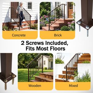 Barandilla de Hierro de 3 Niveles para Exteriores con Acabado en Cobre, Piezas Elegantes para Escaleras de Uso en Exteriores - Product Image 5