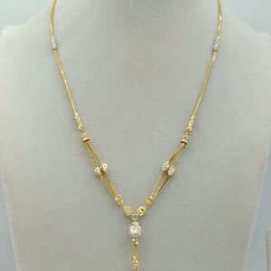สร้อยคอรูปตัว Y สีทองและหินสีขาว ดีไซน์หรูหราสำหรับผู้หญิง สวมใส่ในงานแต่งงานแบบดั้งเดิม  โซ่ยาว  เครื่องประดับแฟชั่น - Product Image 1