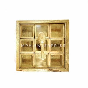 Mango Wood <b>Spice</b> <b>Box</b> 6 Containers Wholesale | Handcrafted Moradabad - Product Image 4
