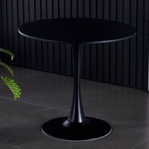 Tavolo da Cucina Moderno Rotondo Nero Stile Tulipano con Piano in MDF e Base in Acciaio per Uso in Soggiorno e Sala da Pranzo - Product Image 4