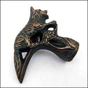 Bastón de latón antiguo con cabeza de zorro, mango moderno de diseño con cabeza de animal, bastón de 5 pulgadas, venta al por mayor OEM - Product Image 2