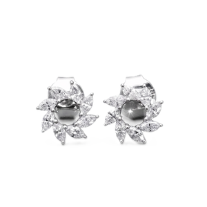 Boucles d'oreilles clous en or massif 10K 14K 18K avec diamants de laboratoire taille marquise, certifiés IGI, couleur DEF, clarté VS VVS, motif soleil, boucles d'oreilles en grappe - Product Image 3