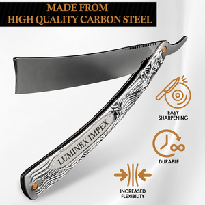 Navaja de Afeitar Recta Vintage Luminex Impex con Mango de Concha de Abulón y Acero al Carbono, Lista para Usar en Barberías y Salones - Product Image 2