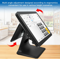 Sistema POS Todo en Uno con Pantalla Dual, Terminal POS, Caja Registradora con Windows, 16 GB, Intel I3/i5/i7, Pantalla Táctil Capacitiva de 15.6 Pulgadas