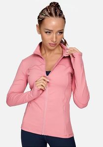 Camiseta Deportiva de Manga Larga con Cuello Alto y Cremallera para Mujer, Color Rosa, Transpirable, de Spandex y Poliéster, Ajuste Ceñido, Estilo Casual - Product Image 2