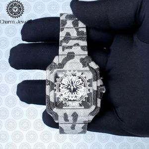 Montre pour homme Charm_Jewells en acier inoxydable avec accents de diamants, mouvement mécanique analogique, résistance à l'eau 10 bars, luxe et mode - Product Image 6