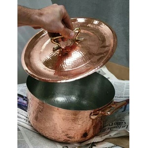 Professional Copper Stock <b>Pot</b> with Lid Durable <b>Cooking</b> Casserole for Kitchen Restaurant Hotel Use High Quality Finish - Product Image 2
