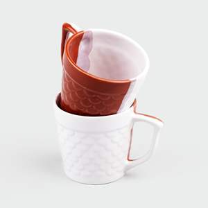 Juego de Café de Cerámica de Doble Tono con Diseño de Pez, Moderno y Lujoso, 200 ml, Ecológico, Duradero, Portátil, Rojo y Blanco, para Oficina, Hogar, Regalo, Abhita - Product Image 6