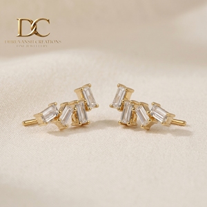 Pendientes de Oro Amarillo Sólido de 14 Quilates con Diamantes Cultivados en Laboratorio Certificados por IGI, Estilo Étnico y Elegante para Mujer, Corte Brillante, Joyería Personalizada - Product Image 5