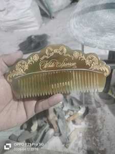 Peigne en corne fait main, antistatique, en corne naturelle fine, avec poignée lisse, professionnel - Product Image 2