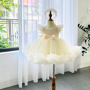 ชุดเจ้าหญิงผ้าซาตินสำหรับเด็กชุดปาร์ตี้สำหรับเด็กผู้หญิงชุดโบว์ที่ถอดออกได้ทำในเวียดนาม - Product Image 4