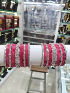Juego de brazaletes de algodón con diamantes americanos para novias, chapados en plata, con cristales de imitación, brazaletes de lujo para mujer. - Product Image 4