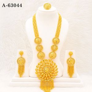Designer Ethnic Long Zircon Trendy <b>Necklace</b> <b>Set</b> with Matching Earrings Gold Plated <b>Silver</b> Plated Wedding Jewelry A-63043 - Product Image 2