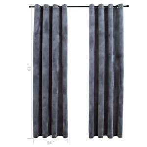 Juego de 2 piezas de cortinas opacas de terciopelo antracita de 54 "x 63" con anillos - Product Image 5