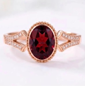 Luxury Oval Cut Red Garnet <b>Ring</b> Rose Gold Plated <b>Women</b> Fine Jewelry Anniversary <b>Rings</b> <b>For</b> <b>Women</b> Bulk Manufacturer - Product Image 1