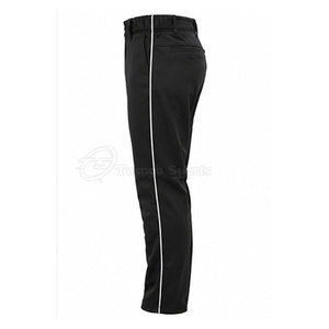Pantalon de sport noir pour homme avec bandes latérales blanches, couleur unie, en polyester, coupe classique, fermeture boutonnée, style baseball - Product Image 3