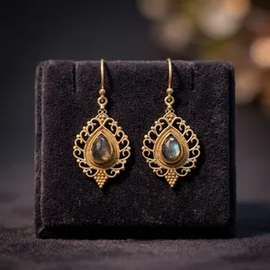 Pendientes de Labradorita con Engaste de Latón |   Joyería Boho Hecha a Mano |   Proveedor de Joyería B2B - Product Image 5
