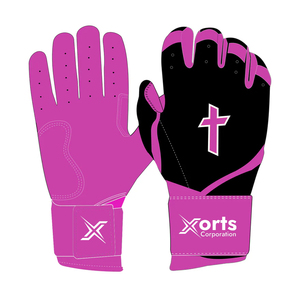 Professional Premium Quality Soft Comfortable Breathable Anti-Slip Goatskin Leather Baseball Batting Gloves Long Cuff Design - Product Image 1