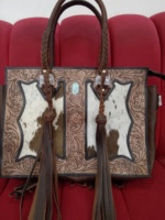 Sac bandoulière unisexe de luxe en cuir de vachette occidental, fait main au Japon, avec deux sangles, motif floral solitaire, 36L, imperméable