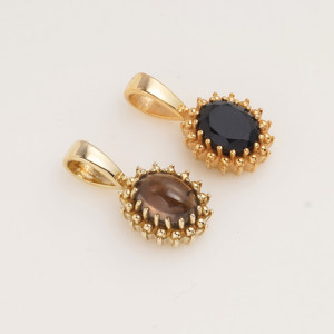 Natural Smoky Quartz Sunburst Pendant Gold Tone Halo <b>Necklace</b> Brown Gemstone Jewelry Handmade Gift for Her Women Elegant Boho UK - Product Image 3