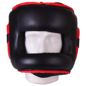 Protector de Cabeza de Boxeo de Cuero PU Negro con Ribete Rojo, Modelo TS-HG-5855 de Tombola Sports, Equipo de Protección para Entrenamiento en Todas las Estaciones, Venta al Por Mayor OEM - Product Image 1