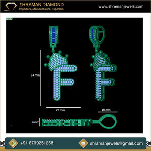 Custom 925 <b>Silver</b> Gold Plated <b>Initial</b> 'F' Crown Trendy Hip Hop Alphabet Letter Lab Grown Diamond Pendant Fine Jewelry Gift - Product Image 6