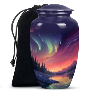 Urnes funéraires en métal Jésus-Christ pour cendres humaines, grande urne religieuse en laiton pour adulte avec sac en velours, fournisseur d'articles funéraires - Product Image 3