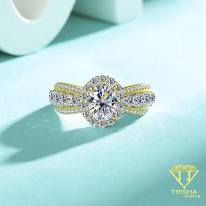 Luxury Oval Cut Moissanite Engagement <b>Ring</b> Two Tone Gold Finish Floral Cluster Bridal Wedding Jewelry <b>Statement</b> <b>Ring</b> For Women - Product Image 3
