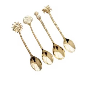 Elegante Cuchara de Té de Metal, Cuchara de Café de Acero Inoxidable, Cuchara de Azúcar, Cuchara de Postre, Decoración para Cocina y Comedor - Product Image 1