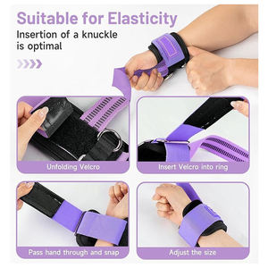 Sangles de Soutien du Poignet Ajustables Violettes à Double Sangle avec Fermeture à Boucle pour l'Entraînement de Force et la Musculation – Fitness Homme - Product Image 4