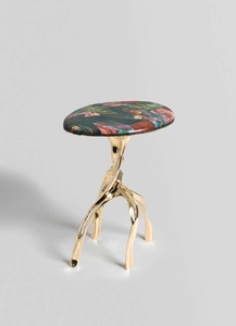 Modern design luxury brass end table handcrafted artistic side table elegant living room decor gemstone top occasional table - Product Image 3