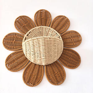 Nordic Style Flower Rattan Wall-Mounted Shelf for Kids Room Aesthetic Wicker Hanging <b>Basket</b> Nursery <b>Toy</b> <b>Storage</b> Wall Decor Rack - Product Image 4