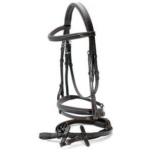 Harnais de cheval en cuir noir avec sangles et boucles réglables, design de style western, confortable, taille personnalisée LC-340 - Product Image 1