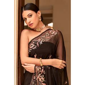 Robes de soirée élégante tenue de soirée Saree avec broderie complexe et paillettes travail - Product Image 1