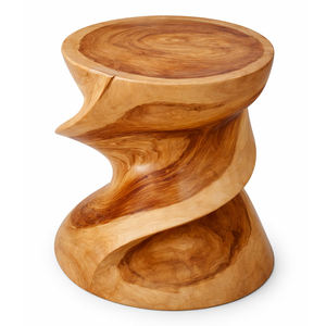 Tabouret d'entrée moderne en bois de Suar massif, sculptural et artistique, de haute qualité, fait main, finition naturelle pour l'intérieur de la maison - Product Image 2