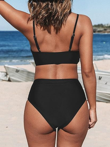 Women Ribbed Bikini Set Two Piece Beach Swimwear Soft Elastic Summer Pool Outfit Vacation Bathing Suit Fashion Wear - Product Image 6