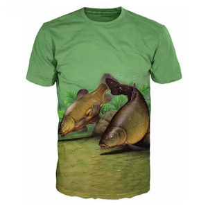 T-shirt de pêche personnalisé pour homme, noir, manches courtes, 100% coton, avec impression graphique de poisson, col rond décontracté, été - Product Image 6