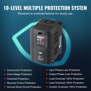 10HP 7.5KW 35A VFD 1-3เฟส220V เอาต์พุตตัวแปรความถี่ไดรฟ์ CNC ควบคุมความเร็วสำหรับเอาต์พุต40-60Hz อินพุต0-400Hz - Product Image 4