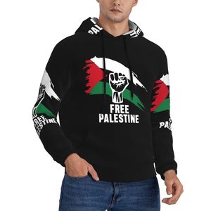 Sweat-shirt à capuche Free Palestine pour homme, noir, imprimé par sublimation, coupe décontractée, en polyester tricoté, pour l'automne - Product Image 4