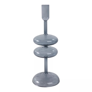 Classic design blue <b>glass</b> candle holder taper <b>candlestick</b> decorative <b>glass</b> <b>candlestick</b> holder table decor customizations options - Product Image 1