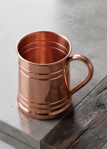 Mug à bière en cuivre pur massif rainuré et lisse, fait main, vaisselle de table en métal pour cocktails, vente en gros - Product Image 3