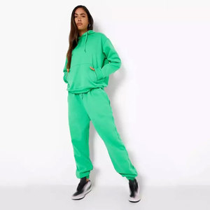 <b>Women</b> <b>White</b> Solid Fleece Hooded Sweatshirt <b>Jogger</b> Set Full Sleeve Loose Fit Casual Sportswear All Seasons - Product Image 6