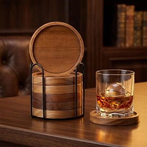 Best Quality Classic Style Acacia Wood Coasters <b>Stand</b> Walnut Coasters Tea <b>Drink</b> Home Decor Mats & Pads - Product Image 2