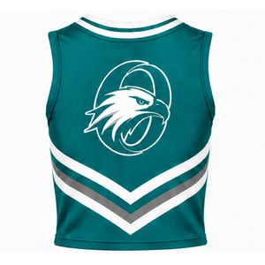 Custom Teal Green Cheer <b>Shirt</b> Sleeveless Sports Team Apparel Athletic Uniform Top Competition Performance Cheerleading Wear - Product Image 2